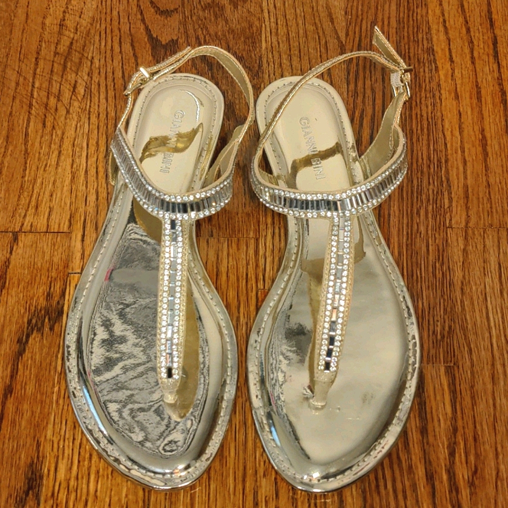Gianni Bini Gold Jeweled Sandals